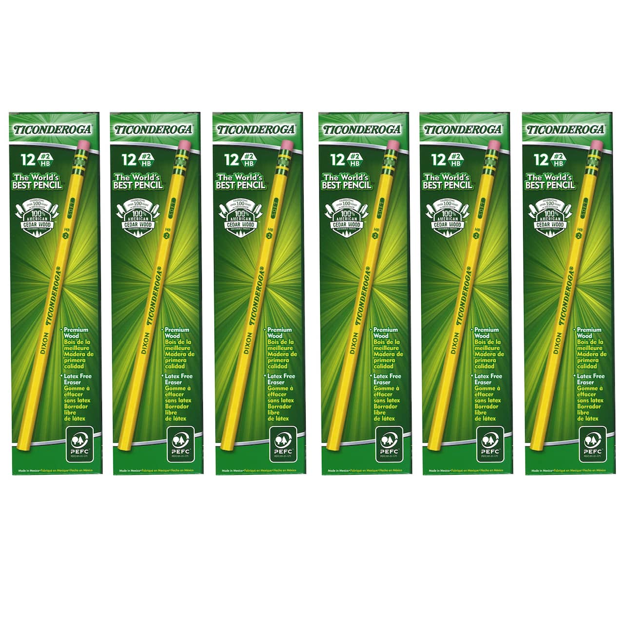 Ticonderoga® Pencils with Erasers, 6 Packs of 12